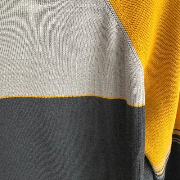 Sonoma Crew Neck Color Block Sweater Mens L Mustard Gray Pullover Knitwear - Picture 5 of 8